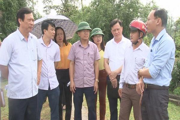 Đoàn Giám sát HĐND  tỉnh kiểm tra việc xử lý vệ sinh môi trường  ở Công ty chăn nuôi Mitraco ở xã Kỳ Phong.