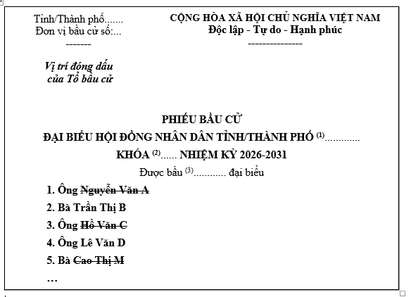 Hướng dẫn gạch phiếu bầu cử đại biểu Hội đồng nhân dân 2026 đúng quy định. Lưu ý khi gạch phiếu bầu cử.
