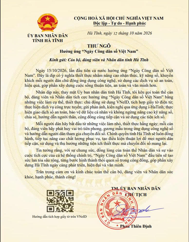 Hưởng ứng “ngày công dân số việt nam” 15/10/2026