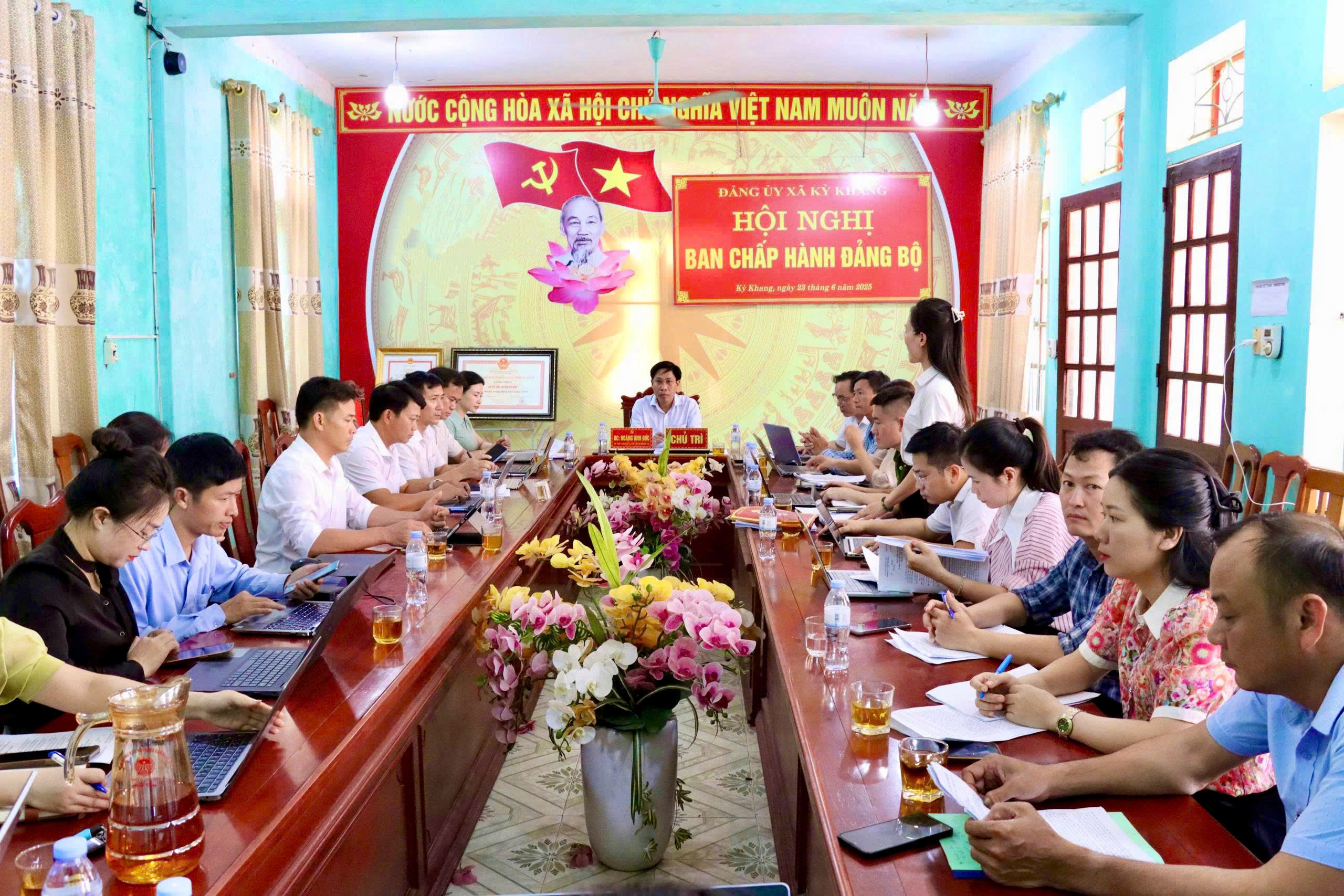 Xã Kỳ Khang chuẩn bị chu đáo cho công tác vận hành bộ máy cấp xã mới