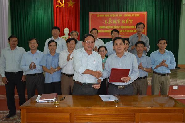 Cơ quan UBND huyện Kỳ Anh: Ký kết đỡ đầu xây dựng nông thôn mới với xã Kỳ Xuân.