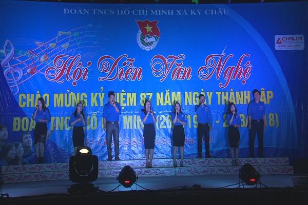 Đoàn xã Kỳ Châu: Hội diễn văn nghệ chào mừng kỷ niệm 87 năm ngày thành lập Đoàn TNCS Hồ Chí Minh.