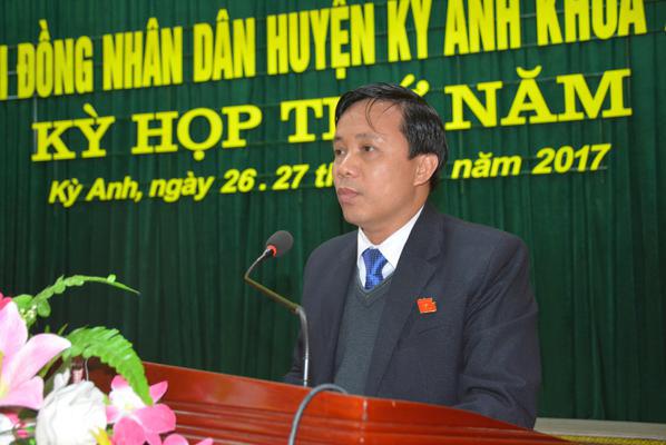 Phát biểu bế mạc Kỳ họp thứ 5, Hội đồng Nhân dân huyện Kỳ Anh khóa XIX của ông Nguyễn Văn Danh, TUV, Bí thư Huyện ủy, Chủ tịch Hội đồng Nhân dân huyện Kỳ Anh.