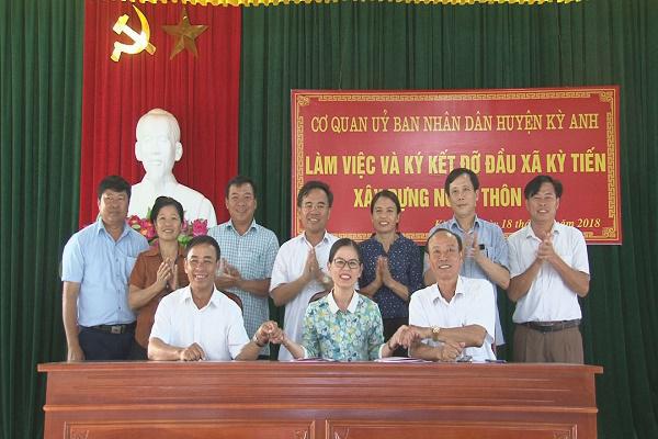 Cơ Quan UBND huyện Kỳ Anh: Ký kết đơn vị đỡ đầu xây dựng Nông thôn mới xã Kỳ Tiến.