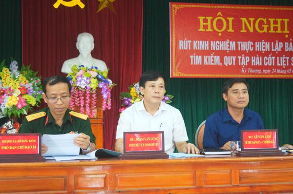 Kỳ Anh rút kinh nghiệm lập bản đồ tìm kiếm quy tập hài cốt liệt sỹ.